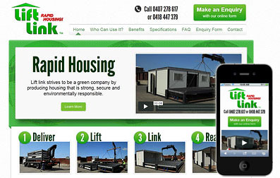 Responsive website example showing full size and mobile versions